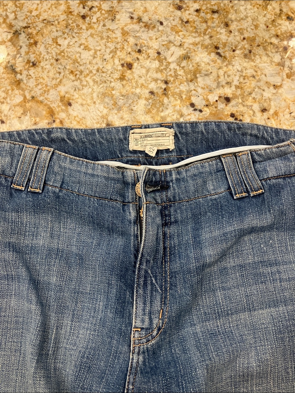 Current/Elliott super soft distressed flair leg cropped denim.